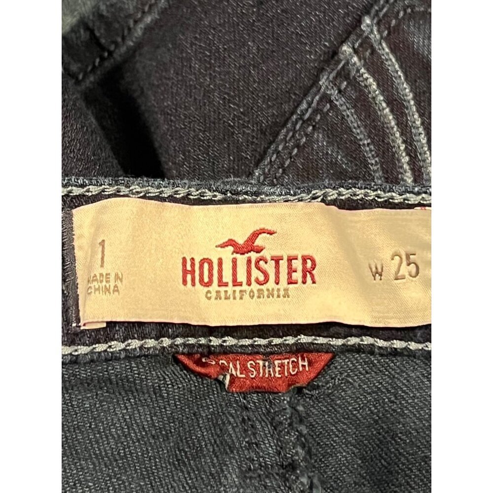 Hollister Women Dark Denim Jean Mini Skirt W25 Raw Hem Stretch Cotton Size 1 - Picture 7 of 7
